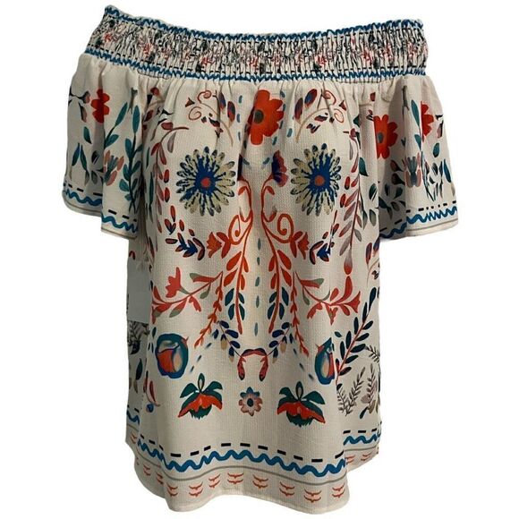 She and Sho Super cute Boho off the shoulder floral top. Size Small - Picture 1 of 5
